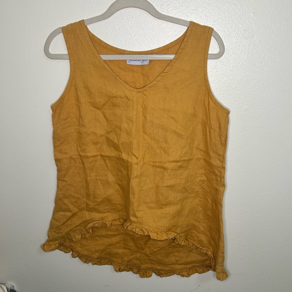 Goddess Gear 100% organic linen Golden Yellow Sleeveless Top